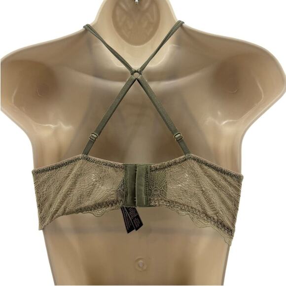 Victoria's Secret Very Lace-up High Neck Bralette Olive Lace Bra Small - Picture 7 of 7